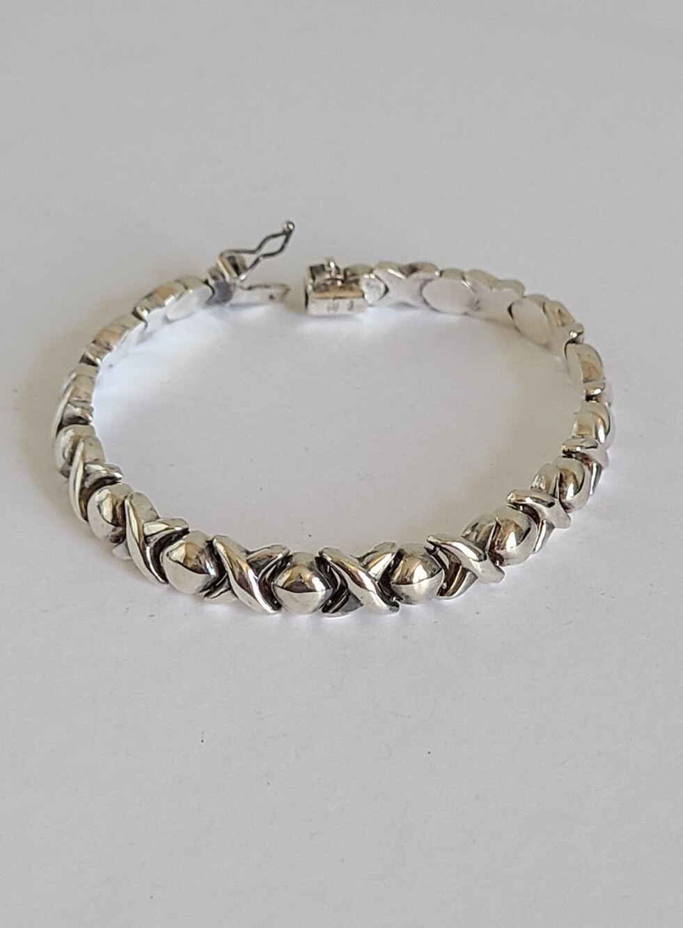 Vintage Solid Sterling Silver Italy Chunky XO Thick Luxury Tennis Bracelet